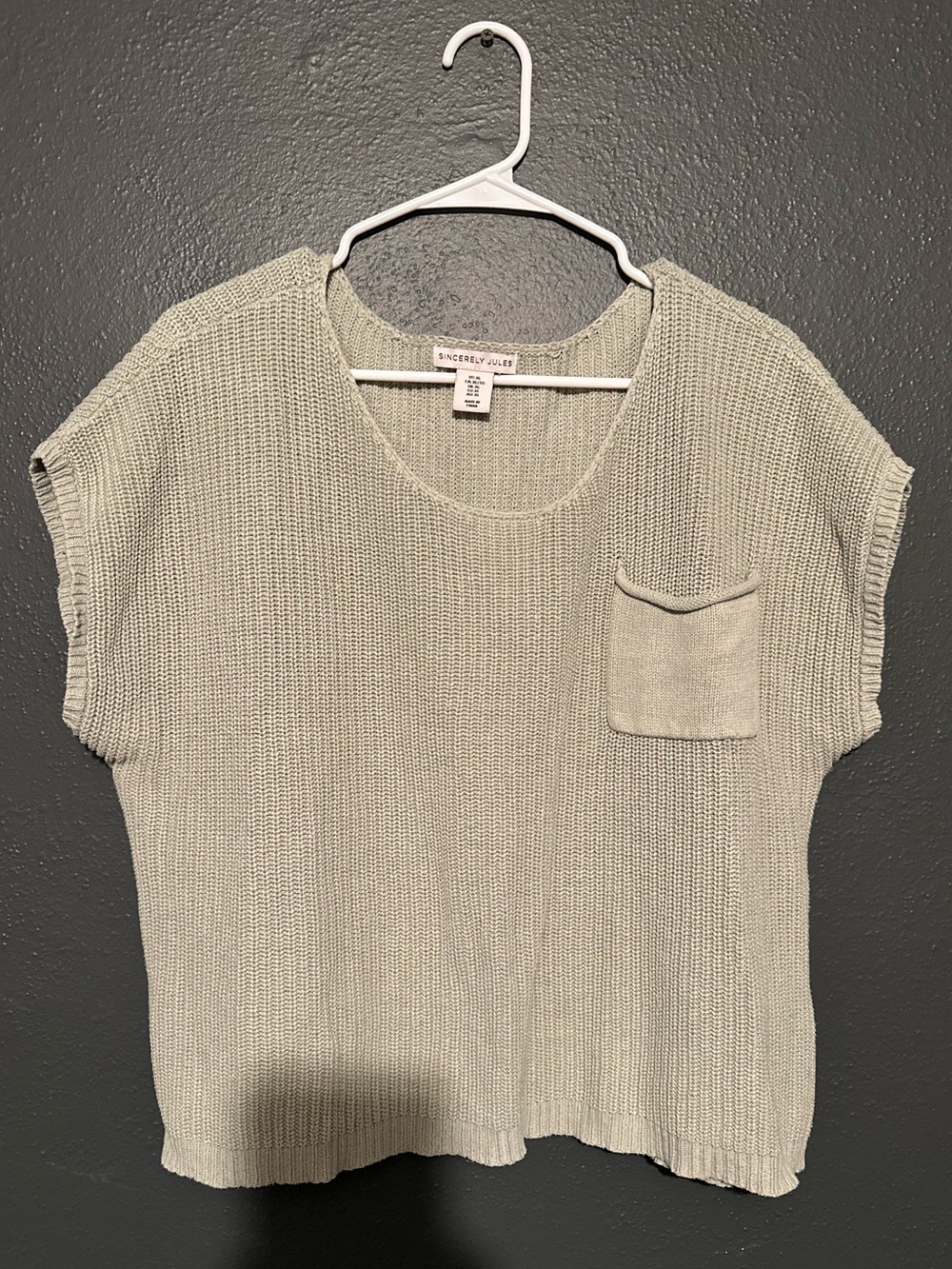 Sincerely Jules Sage Green Short-Sleeve Sweater
